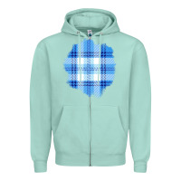 Seafoam Winter Tartan Patch Zipper Hoodie - BundleAndBundleShop