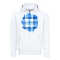 White Winter Tartan Patch Zipper Hoodie - BundleAndBundleShop