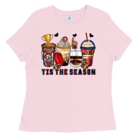 Bubblegum Pink tis' the season american football coffee cups Ladies Tee - Zillion Design Studio