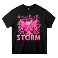 Black Stronger Than The Storm Breast Cancer Heavy Core Tee - texasbilliewilder