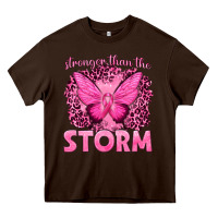 Chocolate Brown Stronger Than The Storm Breast Cancer Heavy Core Tee - texasbilliewilder