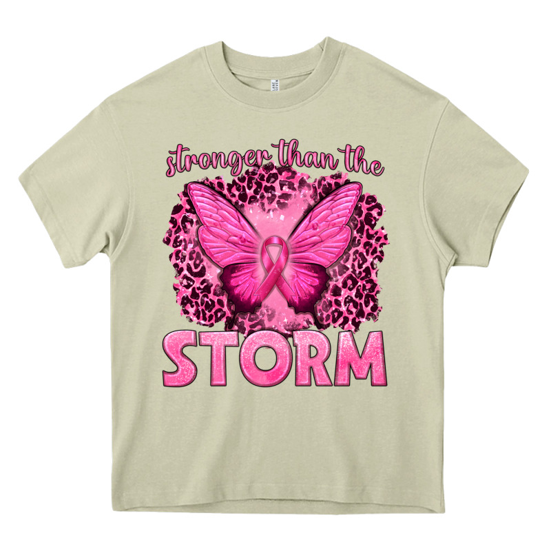 Stronger Than The Storm Breast Cancer Heavy Core Tee by texasbilliewilder | Teevron