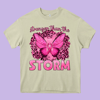 Stronger Than The Storm Breast Cancer Heavy Core Tee Designed By Texasbilliewilder