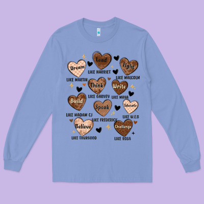 Black History Month Hearts Long Sleeve Tee Designed By Maliassmallbusiness