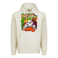 Oatmeal Heather Howdy ghouls Premium Hoodie - NancyCooperArtShop