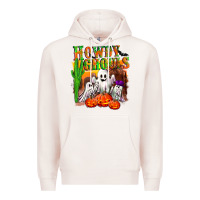 Pale Pink Howdy ghouls Premium Hoodie - NancyCooperArtShop