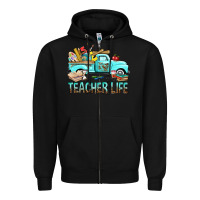 Black Teacher Life With Truck Zipper Hoodie - BundleAndBundleShop