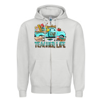 Dove Grey Teacher Life With Truck Zipper Hoodie - BundleAndBundleShop