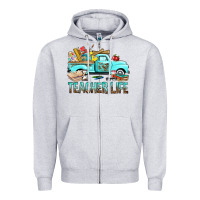 Heather Grey Teacher Life With Truck Zipper Hoodie - BundleAndBundleShop