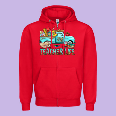 Teacher Life With Truck Zipper Hoodie Designed By Bundleandbundleshop