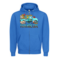 True Royal Teacher Life With Truck Zipper Hoodie - BundleAndBundleShop