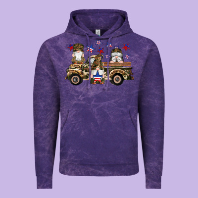 Camouflage Gnomes American Flag Star Truck Vintage Hoodie Designed By Artiststas