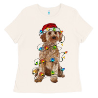 Bone cockapoo with christmas lights Ladies Tee - RanaPortraitStore