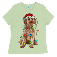 Matcha cockapoo with christmas lights Ladies Tee - RanaPortraitStore