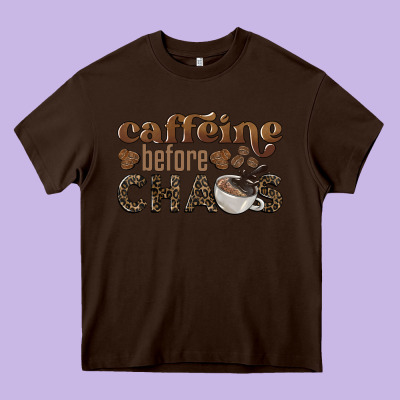 Caffeine Before Chaos Heavy Core Tee Designed By Barkaloodesign