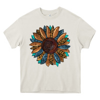 Cream fall tooled lather leopard Heavy Core Tee - RanaPortraitStore
