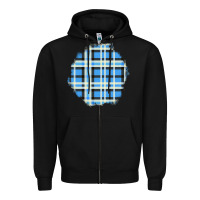 Black Winter Tartan Patch Zipper Hoodie - BundleAndBundleShop