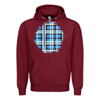 Burgundy Winter Tartan Patch Zipper Hoodie - BundleAndBundleShop