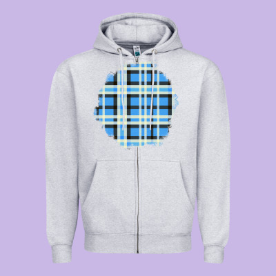 Winter Tartan Patch Zipper Hoodie Designed By Bundleandbundleshop