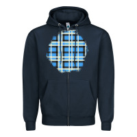 Navy Winter Tartan Patch Zipper Hoodie - BundleAndBundleShop