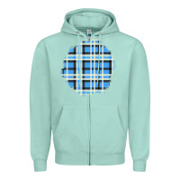 Seafoam Winter Tartan Patch Zipper Hoodie - BundleAndBundleShop