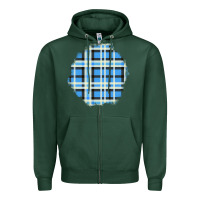 Sports Green Winter Tartan Patch Zipper Hoodie - BundleAndBundleShop