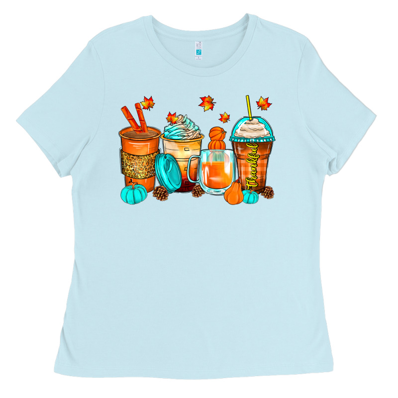 Thankful Coffee Cups Ladies Tee by Zillion Design Studio | Teevron