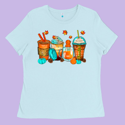 Thankful Coffee Cups Ladies Tee Designed By Zillion Design Studio