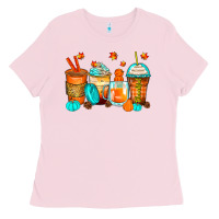 Bubblegum Pink thankful coffee cups Ladies Tee - Zillion Design Studio
