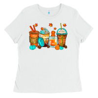 White thankful coffee cups Ladies Tee - Zillion Design Studio