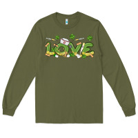 Army Green st patricks love nurse Long Sleeve Tee - MaliasSmallBusiness