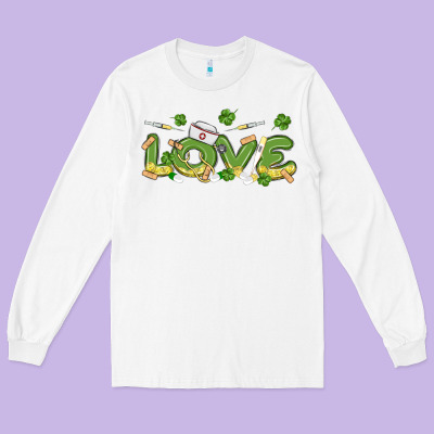 St Patricks Love Nurse Long Sleeve Tee Designed By Maliassmallbusiness