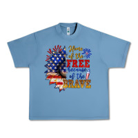 Pebble Blue home of the free because of the brave Urban Heavy Tee - NancyCooperArtShop