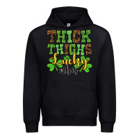 Black St. Patrick's Thick thighs lucky vibes Urban Hoodie - OliviaCreatesArt