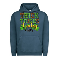 Pigment Midnight Navy St. Patrick's Thick thighs lucky vibes Urban Hoodie - OliviaCreatesArt