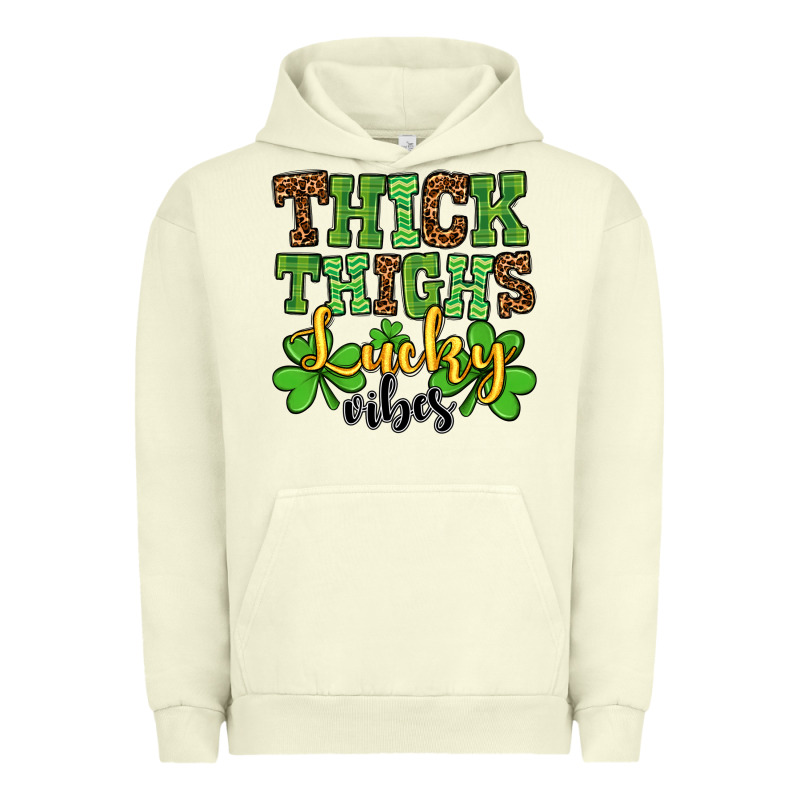 St. Patrick's Thick Thighs Lucky Vibes Urban Hoodie by OliviaCreatesArt | Teevron