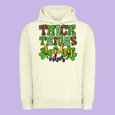 St. Patrick's Thick Thighs Lucky Vibes Urban Hoodie Designed By Oliviacreatesart
