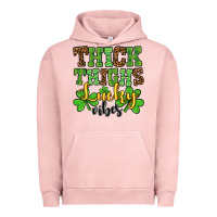 Pigment Salmon St. Patrick's Thick thighs lucky vibes Urban Hoodie - OliviaCreatesArt