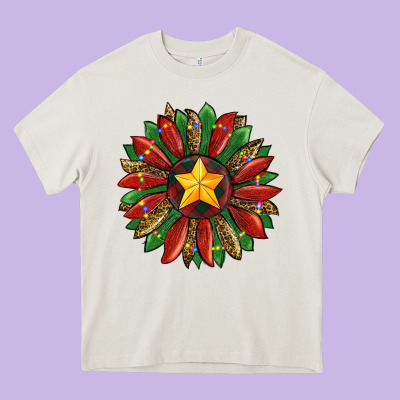 Christmas Sunflower Heavy Core Tee Designed By Ranaportraitstore
