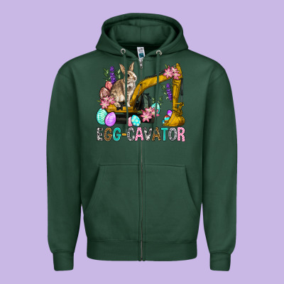 Egg Cavator Easter Zipper Hoodie Designed By Bundleandbundleshop
