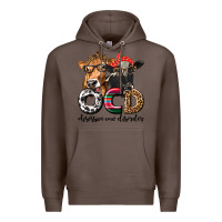 Coffee OCD Obsessive Cow Disorder Premium Hoodie - texasbilliewilder