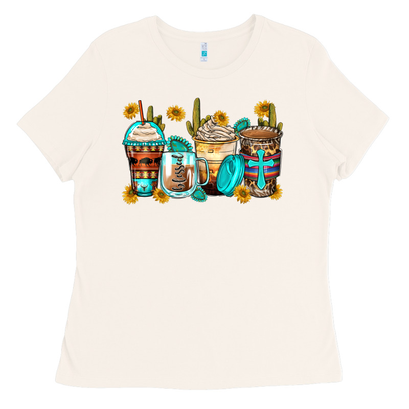 Blessed Coffee Cups Ladies Tee by Zillion Design Studio | Teevron