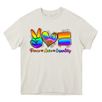 Cream peace love equality Heavy Core Tee - Zillion Design Studio