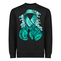 Black teal ribbon with boxing gloves Heavyweight Sweatshirt - NancyCooperArtShop