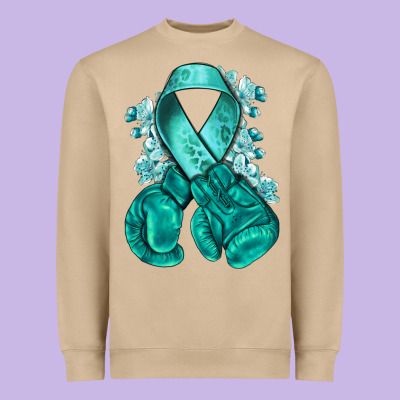 Teal Ribbon With Boxing Gloves Heavyweight Sweatshirt Designed By Nancycooperartshop