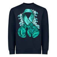 Navy teal ribbon with boxing gloves Heavyweight Sweatshirt - NancyCooperArtShop
