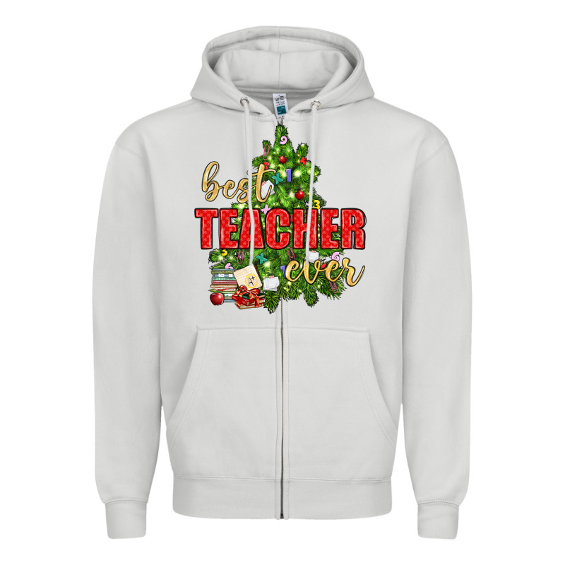 Best Teacher Ever With Christmas Tree Zipper Hoodie by BundleAndBundleShop | Teevron