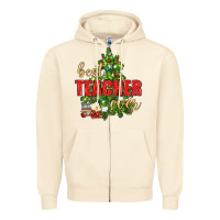 Sandshell Best Teacher Ever With Christmas Tree Zipper Hoodie - BundleAndBundleShop