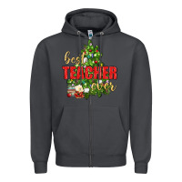 Smoke Best Teacher Ever With Christmas Tree Zipper Hoodie - BundleAndBundleShop