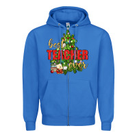 True Royal Best Teacher Ever With Christmas Tree Zipper Hoodie - BundleAndBundleShop
